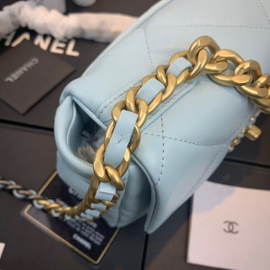 Chanel As1160 Chanel 19 Handbag Flap Lambskin Lake Light Blue | chanel as1160 chanel 19 handbag flap lambskin silvery 126