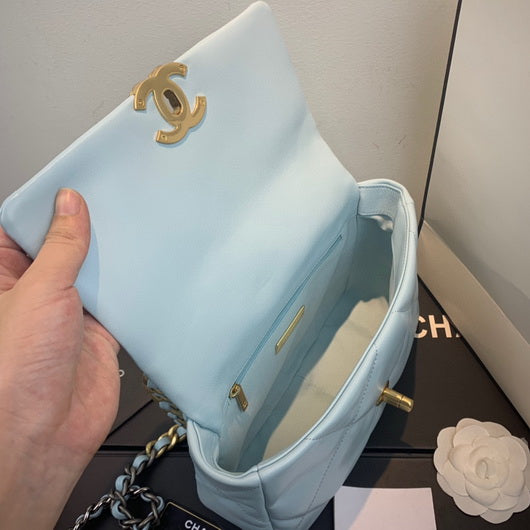 Chanel As1160 Chanel 19 Handbag Flap Lambskin Lake Light Blue | chanel as1160 chanel 19 handbag flap lambskin silvery 127