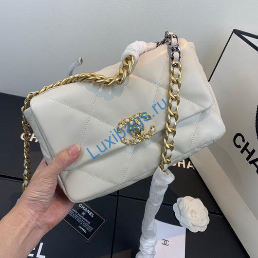 Chanel As1160 Chanel 19 Handbag Flap Lambskin Beige