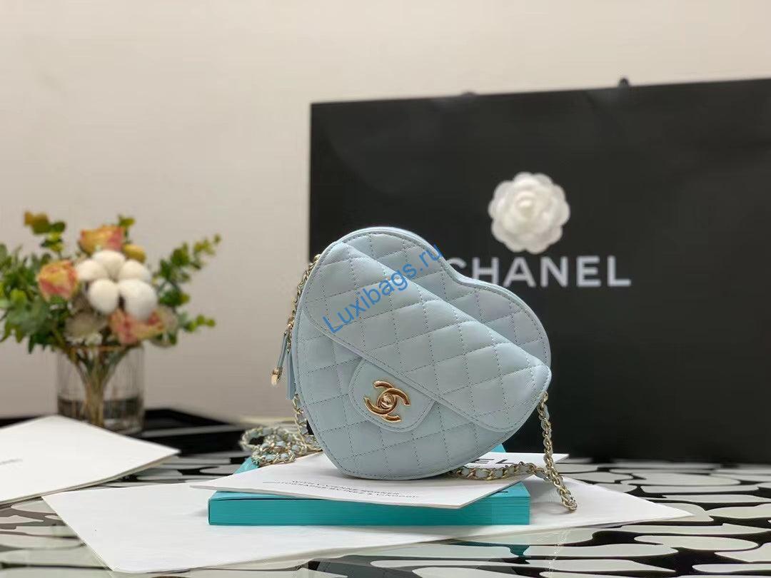 Chanel AS3191 Large Heart Bag Lambskin Light Blue | chanel as2928 flap large heart bag lambskin light blue 03