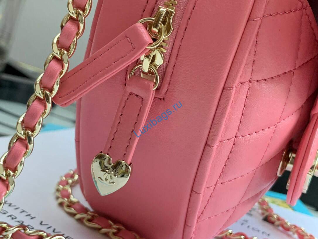 Chanel AS3191 Large Heart Bag Lambskin Rose Red | chanel as2928 flap large heart bag lambskin rose red 04