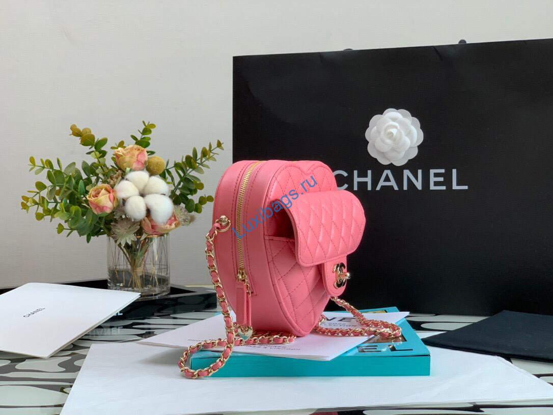 Chanel AS3191 Large Heart Bag Lambskin Rose Red | chanel as2928 flap large heart bag lambskin rose red 06