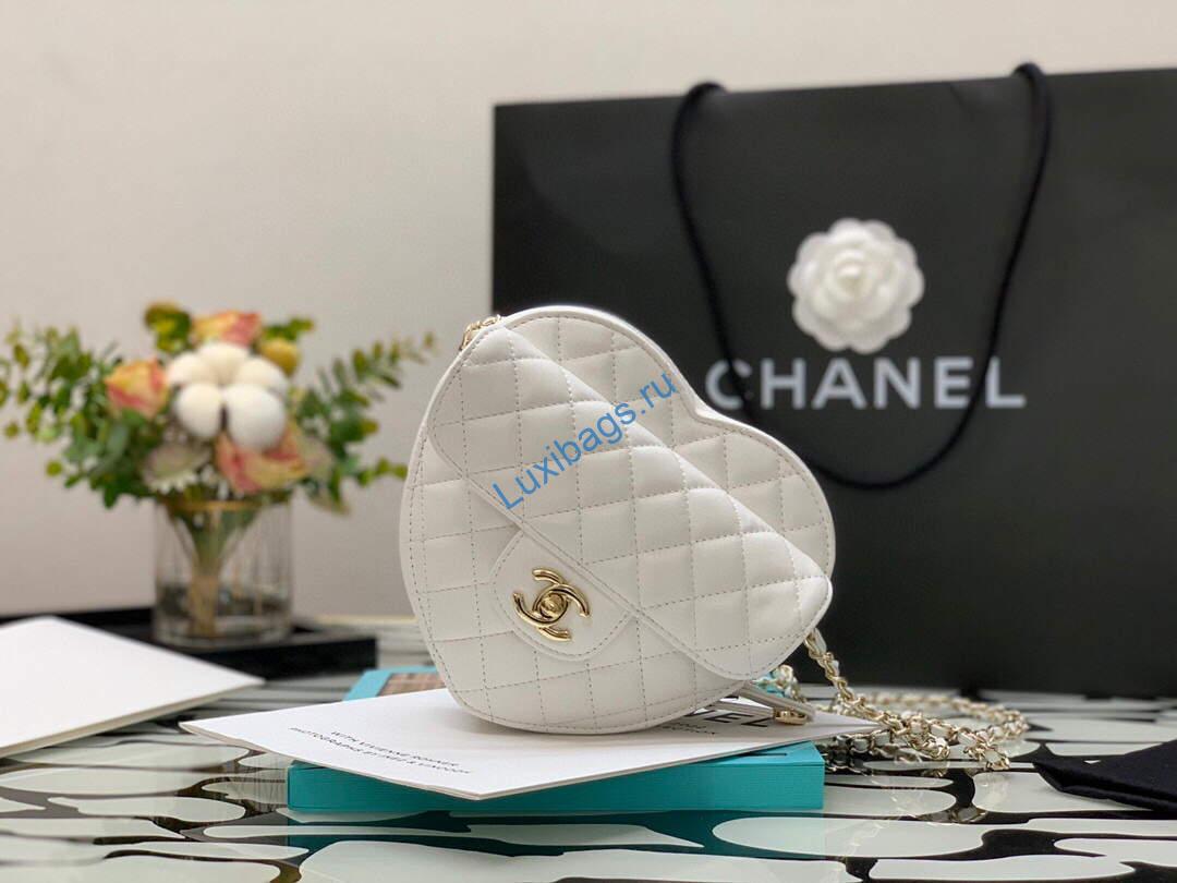 Chanel Flap Large Heart Bag Lambskin AS3191 White | chanel flap large heart bag lambskin as3191 white 02
