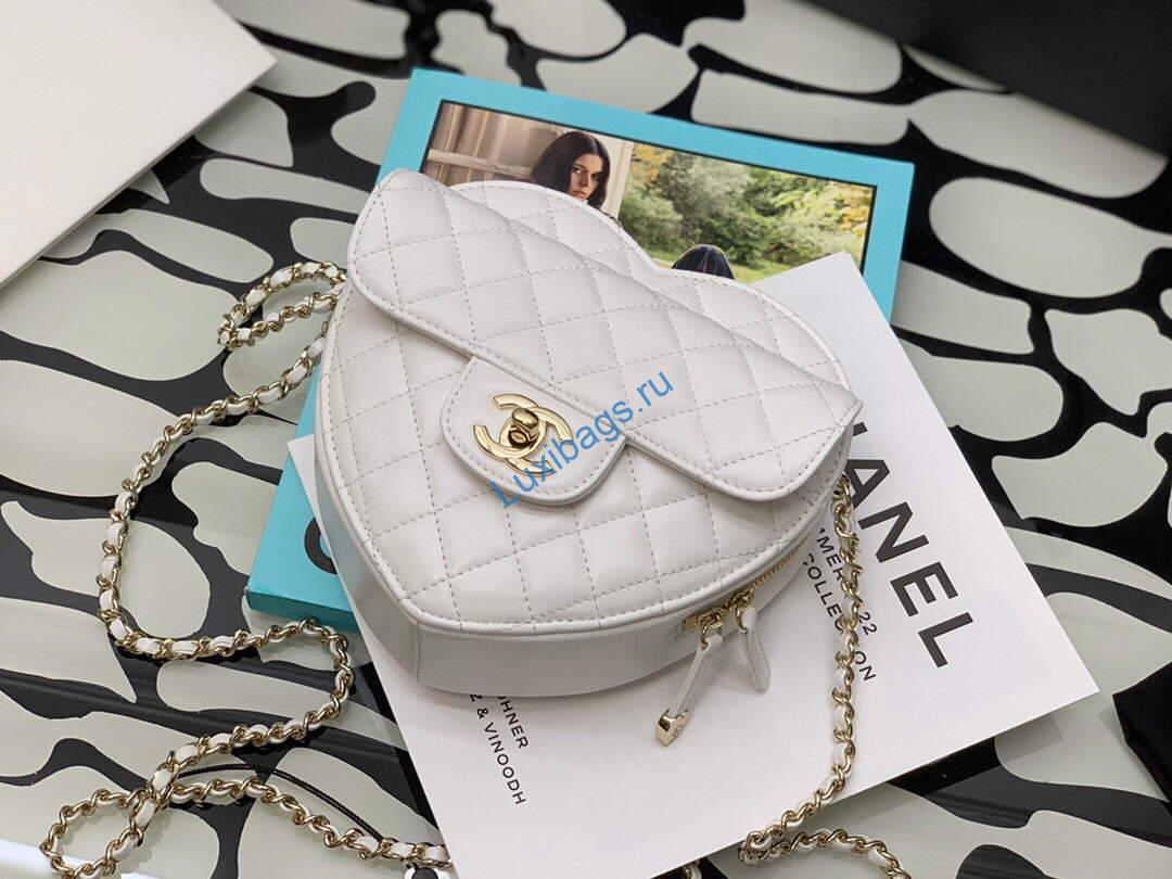 Chanel Flap Large Heart Bag Lambskin AS3191 White | chanel flap large heart bag lambskin as3191 white 05