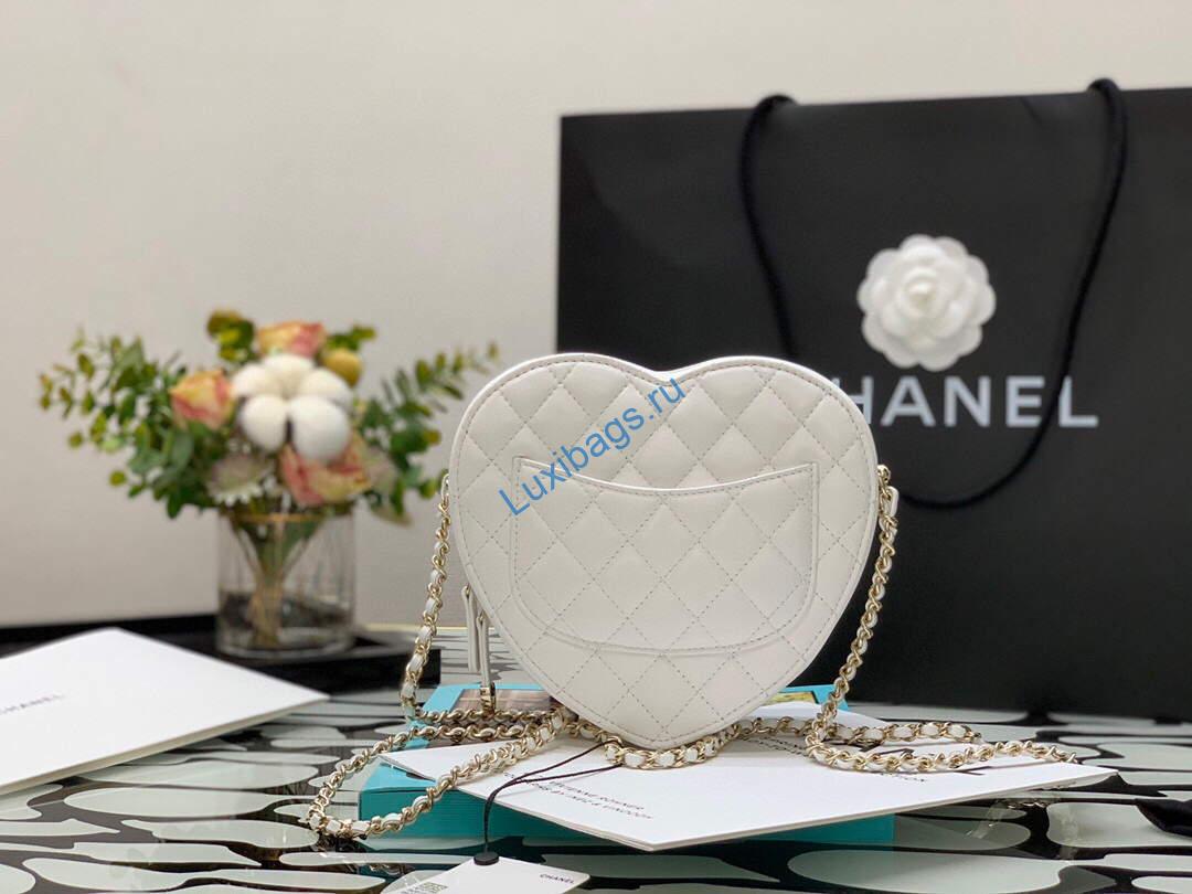 Chanel Flap Large Heart Bag Lambskin AS3191 White | chanel flap large heart bag lambskin as3191 white 06