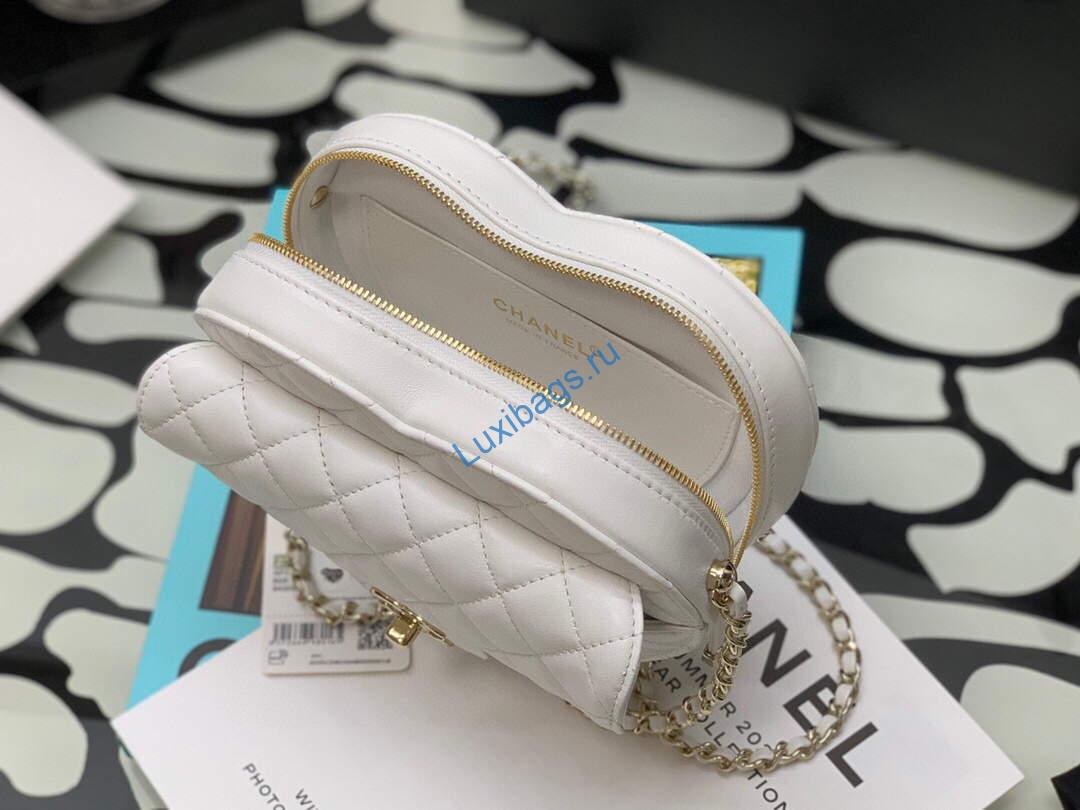 Chanel Flap Large Heart Bag Lambskin AS3191 White | chanel flap large heart bag lambskin as3191 white 08