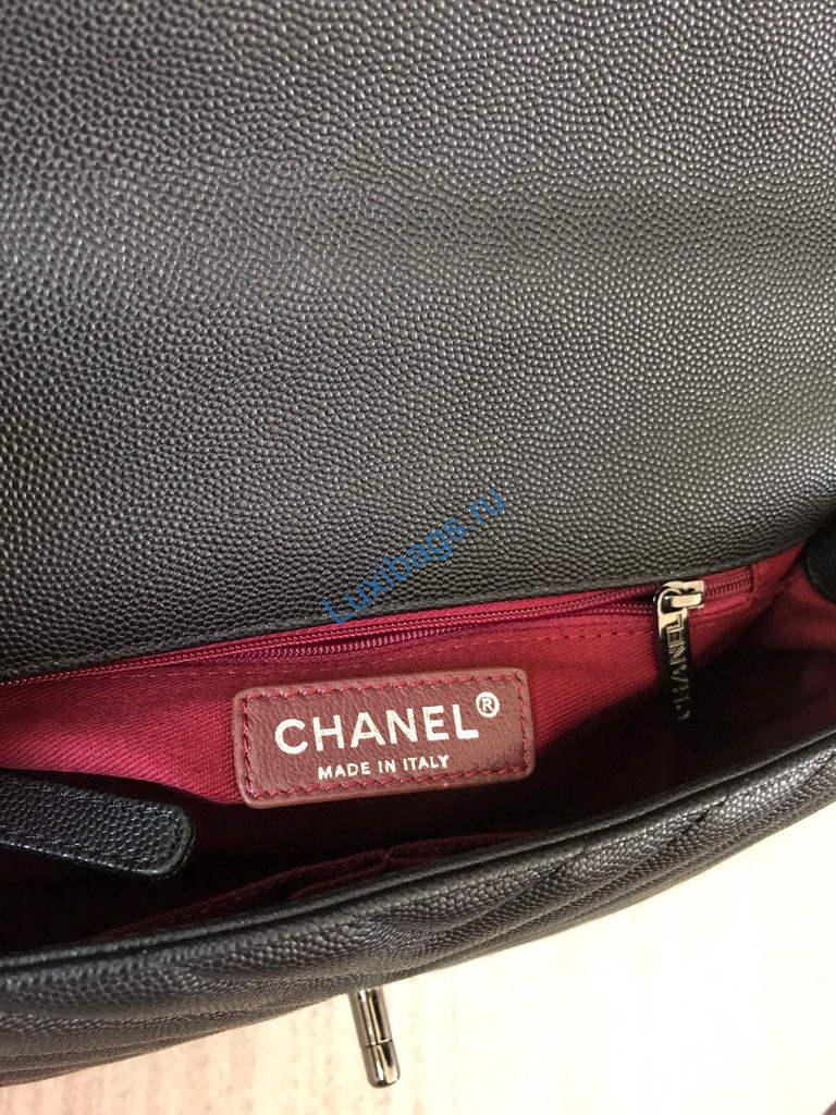 Chanel Large Flap Bag With Brown Top Handle Bag A92991 Black with Black Hardward | chanel large flap bag with brown top handle bag a92991 black with black hardward 09
