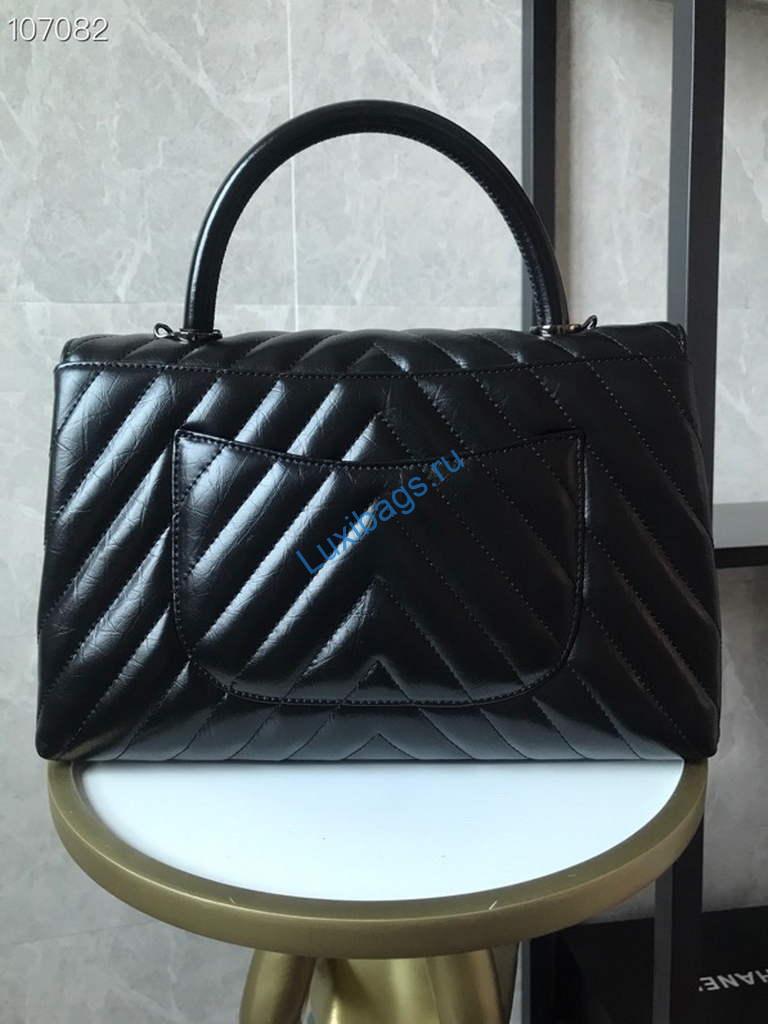 Chanel Large Top Handle Bag A92991 lambskin Black with Black Hardward | chanel large top handle bag a92991 lambskin black with black hardward 002