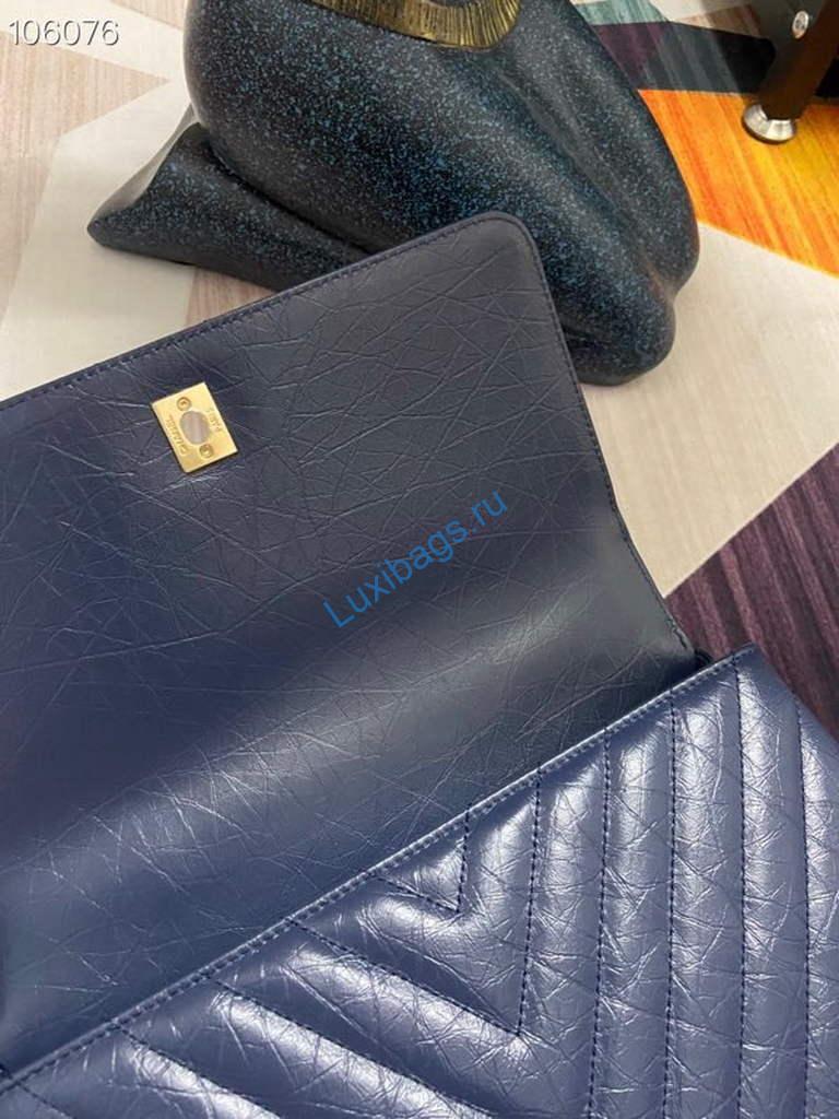 Chanel Large Top Handle Bag A92991 lambskin V gird Navy Blue Gold | chanel large top handle bag a92991 lambskin v gird 016