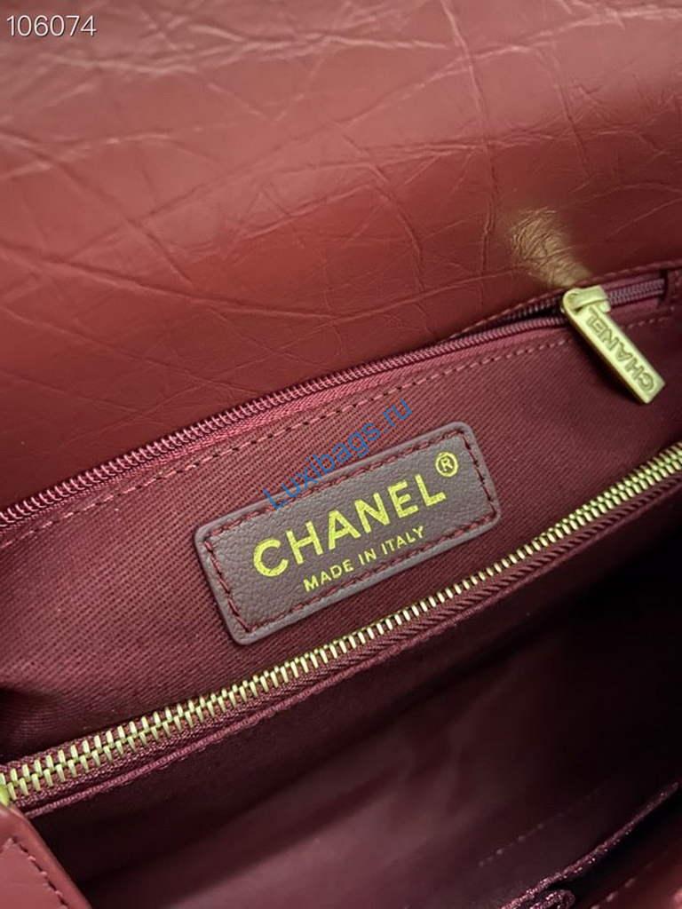 Chanel Large Top Handle Bag A92991 lambskin V gird Wine Red Gold | chanel large top handle bag a92991 lambskin v gird 035