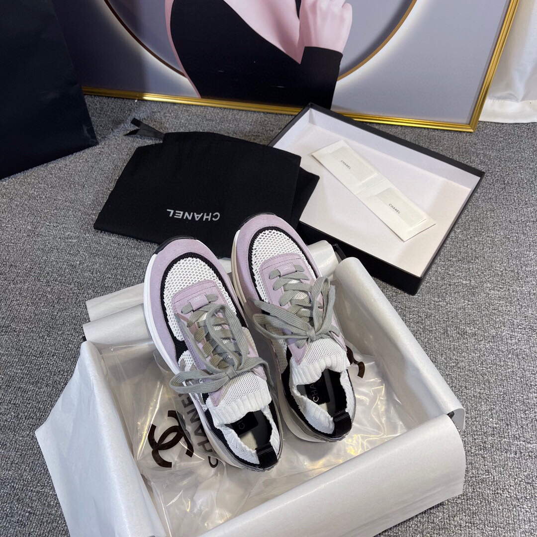 Chanel Men Women's Sneaker Shoes G38750 Purple and White Calfskin | chanel men womens sneaker shoes calfskin g38750 012