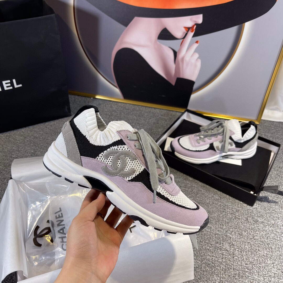 Chanel Men Women's Sneaker Shoes G38750 Purple and White Calfskin | chanel men womens sneaker shoes calfskin g38750 013