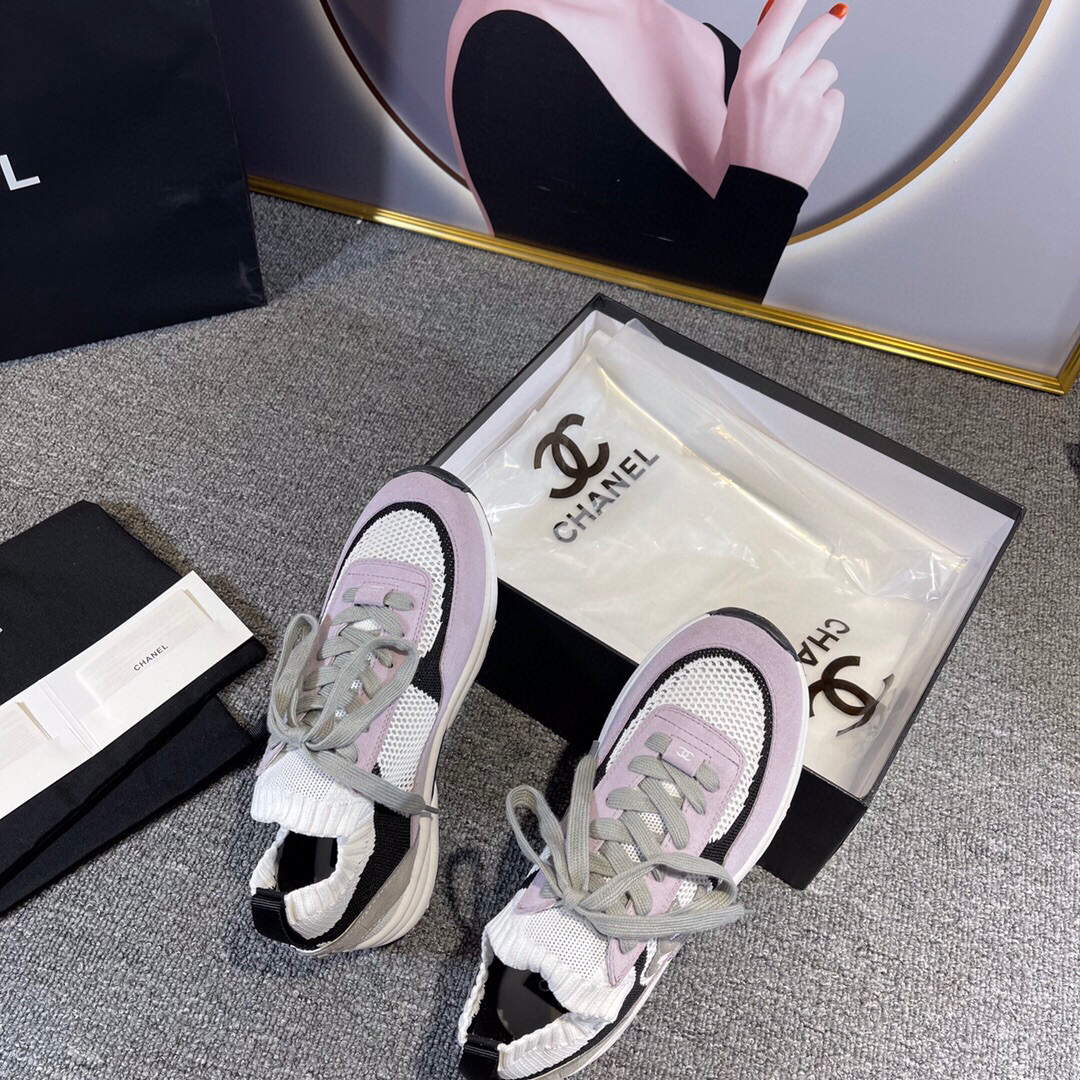 Chanel Men Women's Sneaker Shoes G38750 Purple and White Calfskin | chanel men womens sneaker shoes calfskin g38750 016