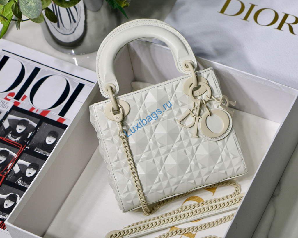 Dior M0505 Mini Dior Lady Bag White Cannage Calfskin with Diamond Motif | dior m0505 mini dior lady bag cannage calfskin with diamond motif 0011