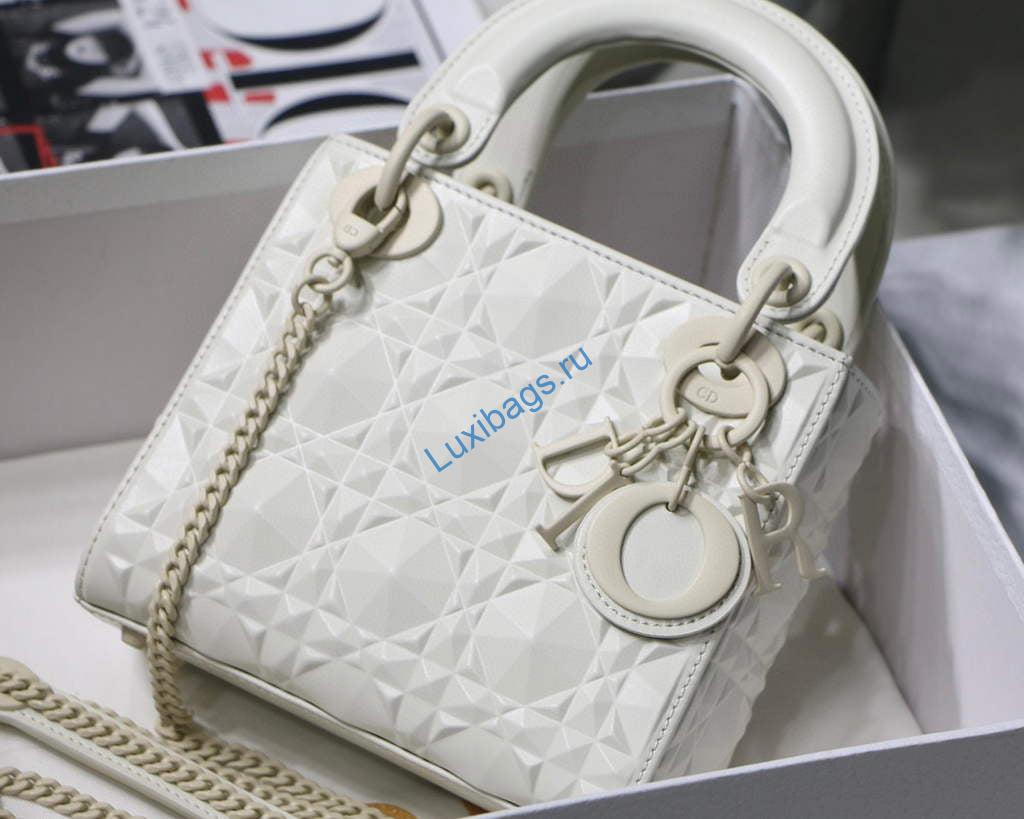 Dior M0505 Mini Dior Lady Bag White Cannage Calfskin with Diamond Motif | dior m0505 mini dior lady bag cannage calfskin with diamond motif 0012