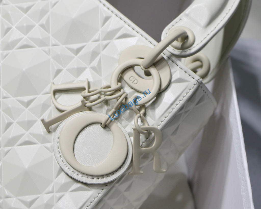 Dior M0505 Mini Dior Lady Bag White Cannage Calfskin with Diamond Motif | dior m0505 mini dior lady bag cannage calfskin with diamond motif 0013
