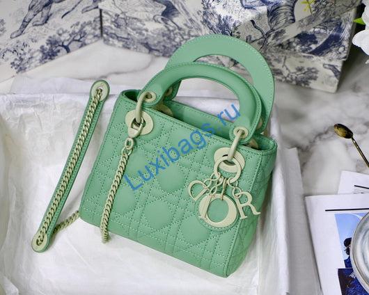 Dior M0505 Mini Dior Lady Bag Green Cannage Lambskin