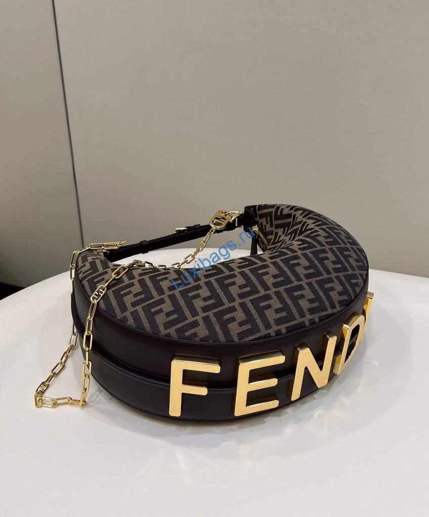 Fendi 8BR798 Fendigraphy Medium 80056L Brown leather Bag | fendi 8br798 fendigraphy small 80056m brown leather bag 003