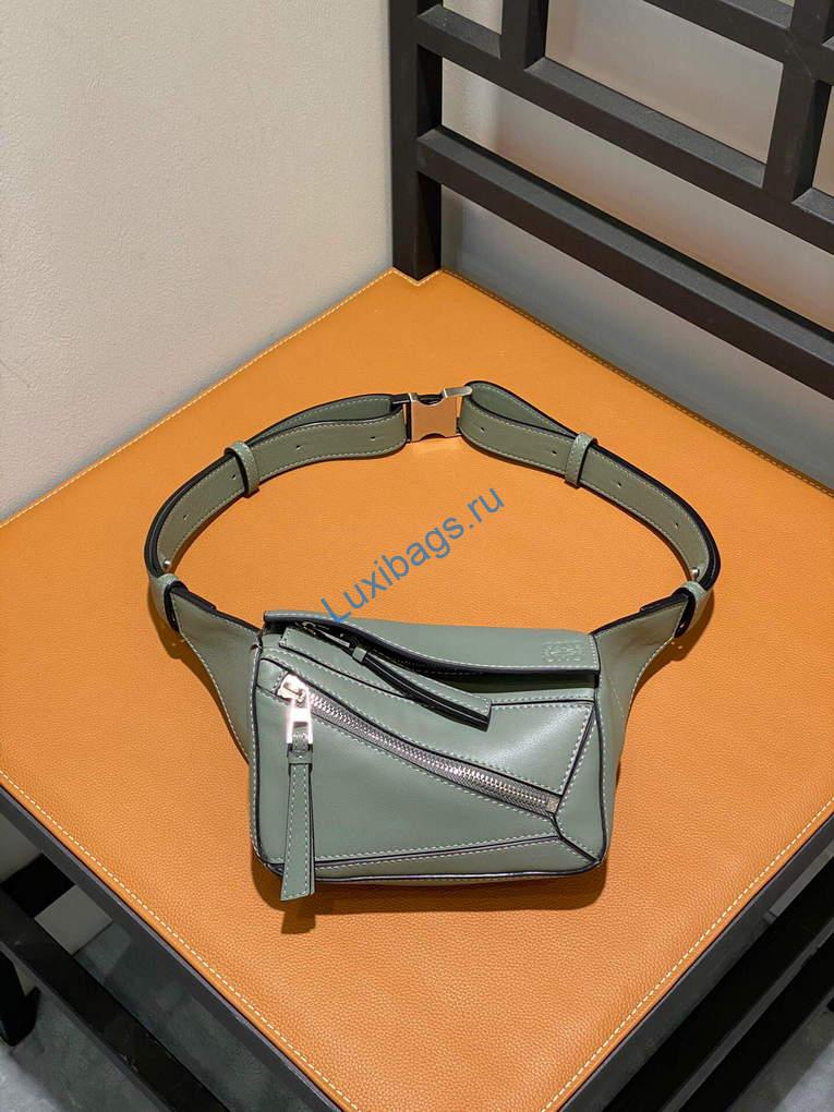 Loewe B510U89X02 Mini Puzzle Bumbag in Classic Calfskin Dark Sage