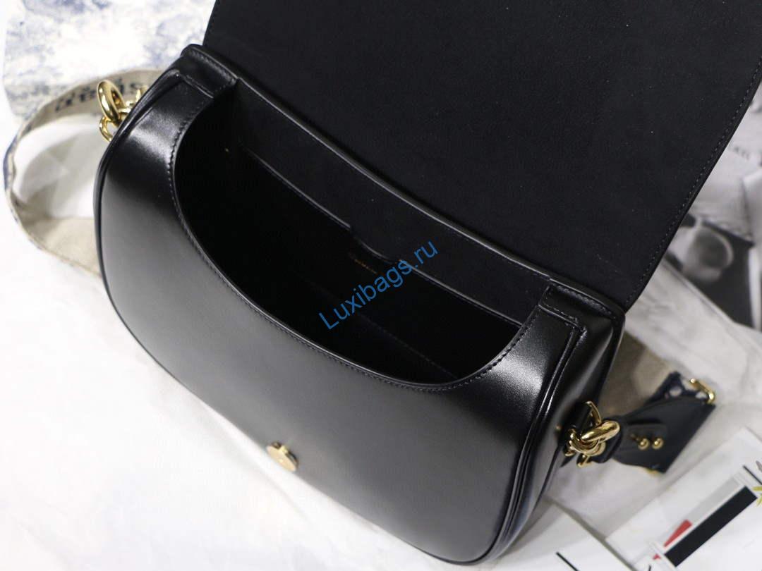 Dior M9320 Large Dior Bobby Bag Black Calfskin With Blue Oblique Embroidered Strap | luxibags.ru 206
