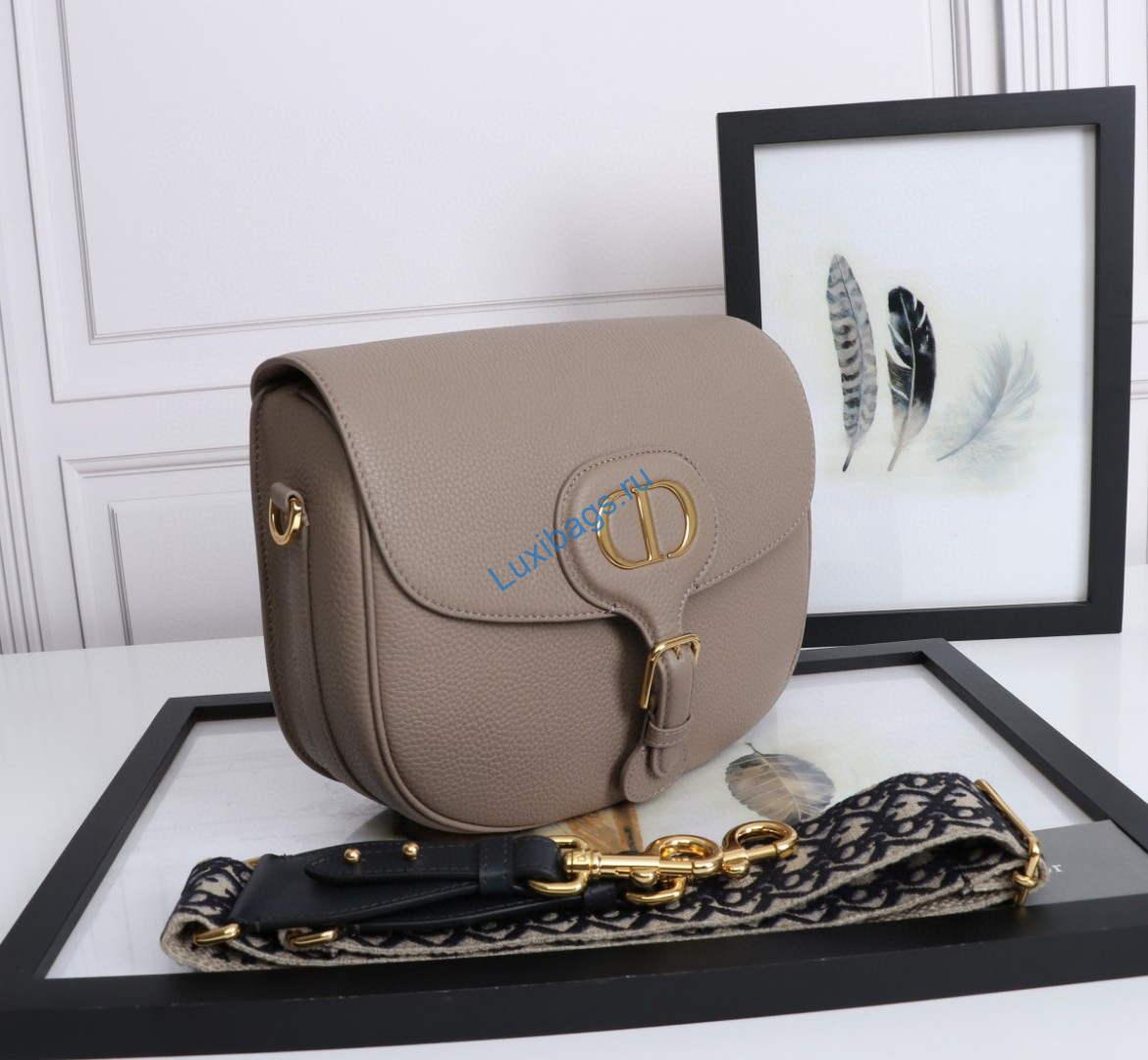 Dior M9320 Large Dior Bobby Bag Warm Taupe BoxCalfskin With Blue Oblique Embroidered Strap | luxibags.ru 209