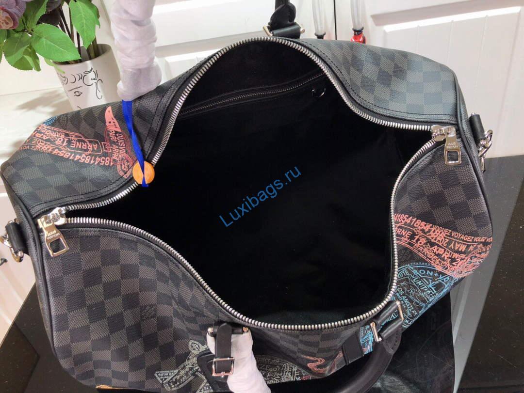 LV N45281 Louis Vuitton Keepall 50B Travel Bag Black | lv n45281 louis vuitton keepall 50b travel bag black 09