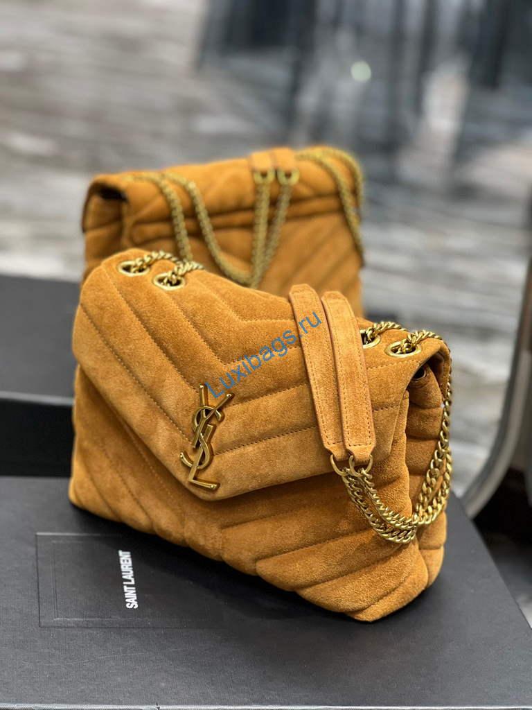 YSL 494699 Saint Laurent Small Loulou in Y-Quilted Suede Brown | ysl 494699 saint laurent loulou small bag 057