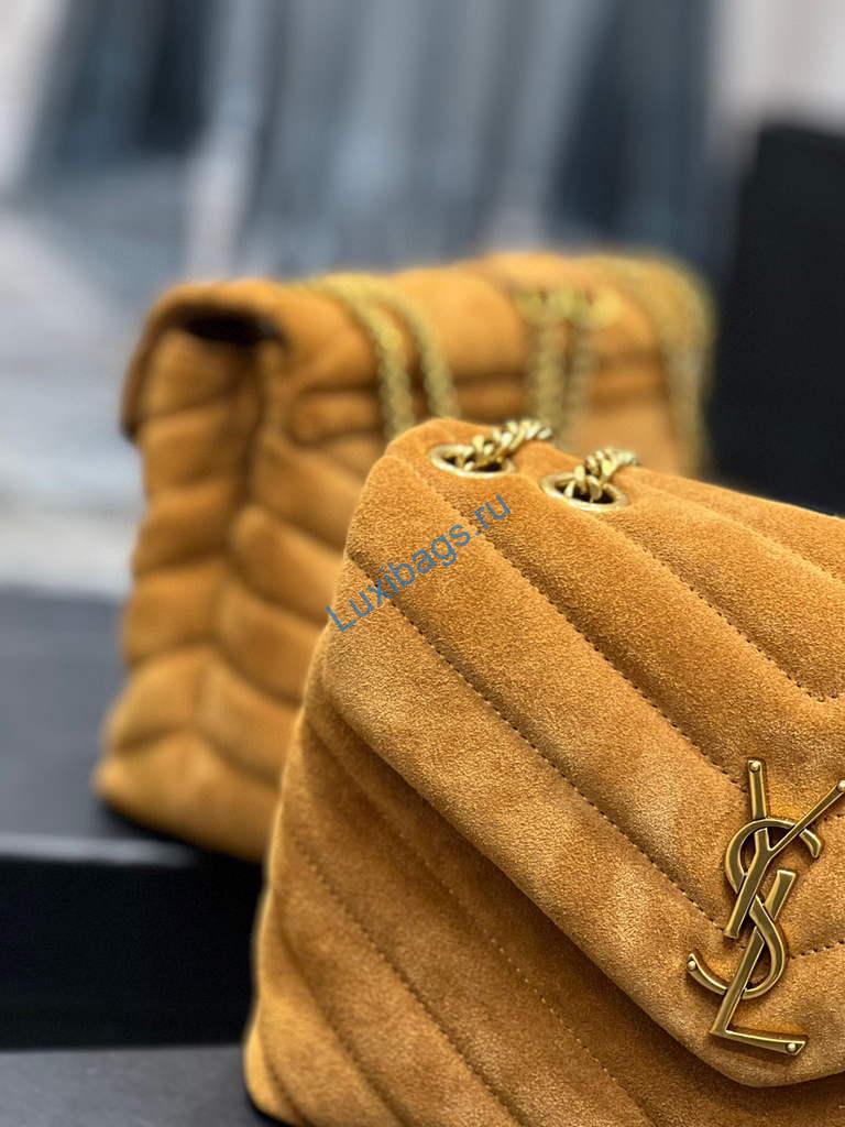 YSL 494699 Saint Laurent Small Loulou in Y-Quilted Suede Brown | ysl 494699 saint laurent loulou small bag 058