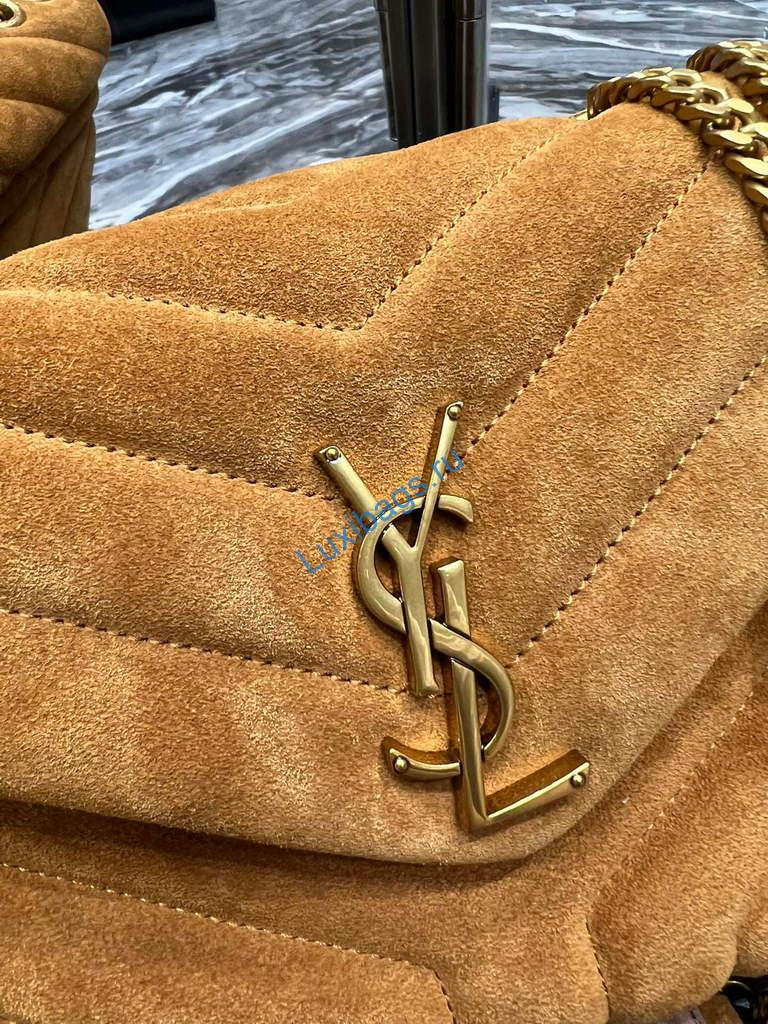YSL 494699 Saint Laurent Small Loulou in Y-Quilted Suede Brown | ysl 494699 saint laurent loulou small bag 059