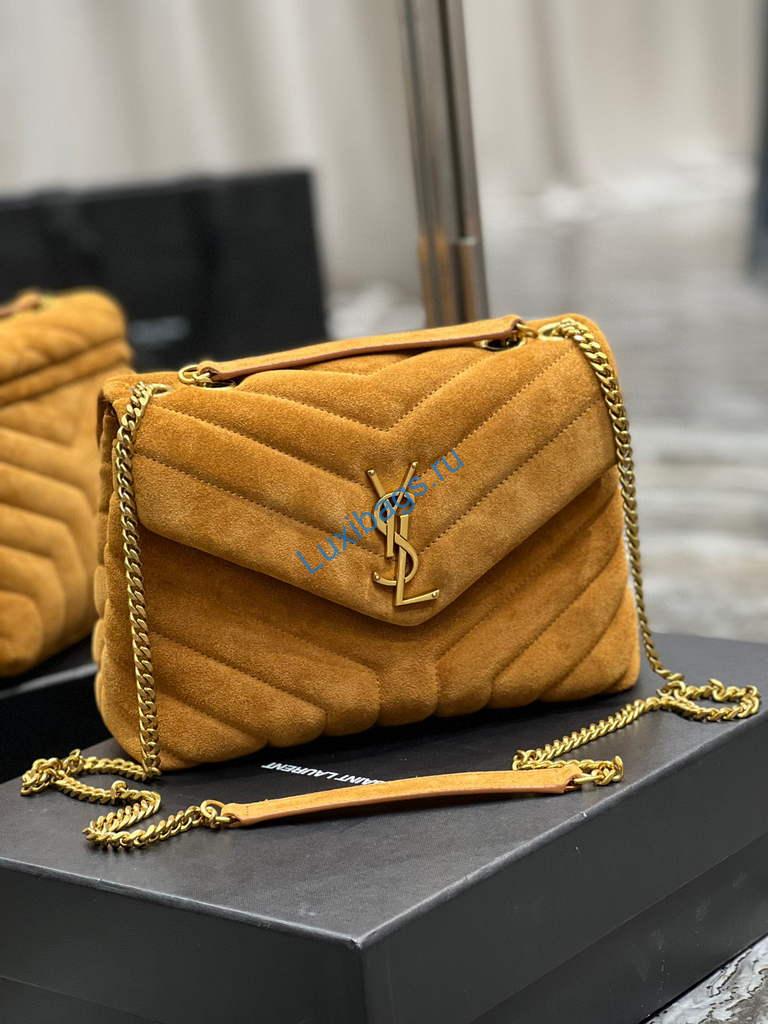 YSL 494699 Saint Laurent Small Loulou in Y-Quilted Suede Brown | ysl 494699 saint laurent loulou small bag 060