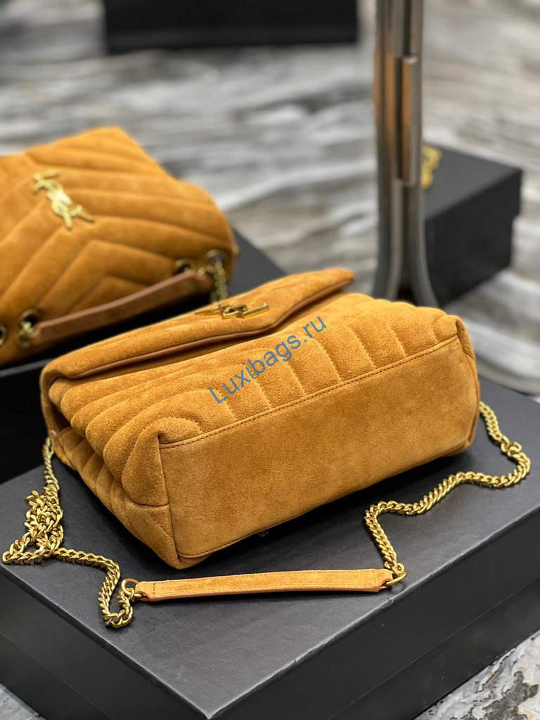 YSL 494699 Saint Laurent Small Loulou in Y-Quilted Suede Brown | ysl 494699 saint laurent loulou small bag 061