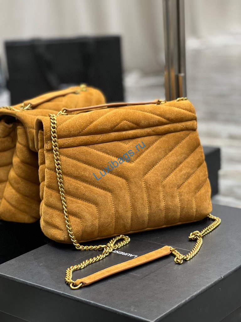 YSL 494699 Saint Laurent Small Loulou in Y-Quilted Suede Brown | ysl 494699 saint laurent loulou small bag 064