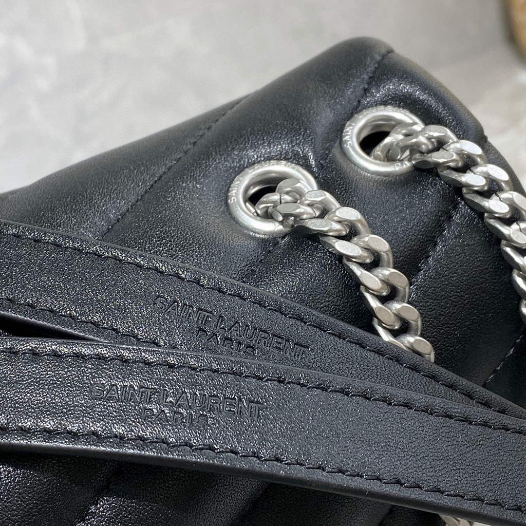 YSL 494699 Saint Laurent Small Loulou in Matelasse Y Leather Bag Black Silvery | ysl 494699 saint laurent loulou small bag 069