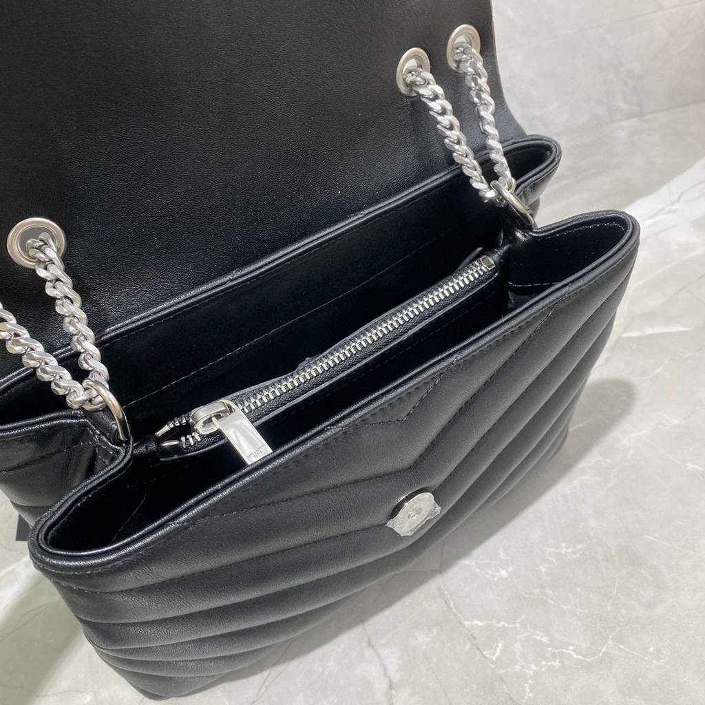 YSL 494699 Saint Laurent Small Loulou in Matelasse Y Leather Bag Black Silvery | ysl 494699 saint laurent loulou small bag 072