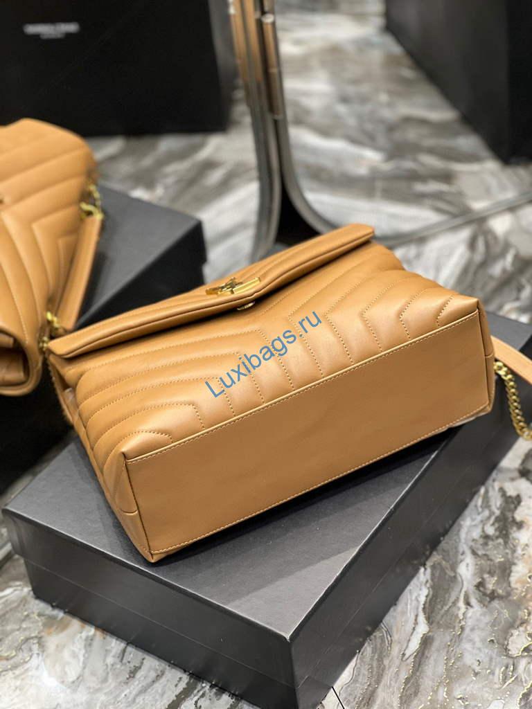 YSL 574946 Saint Laurent Loulou Medium Bag In Matelasse "Y" Leather Brown | ysl 574946 saint laurent loulou medium bag in in matelasse y leather 33