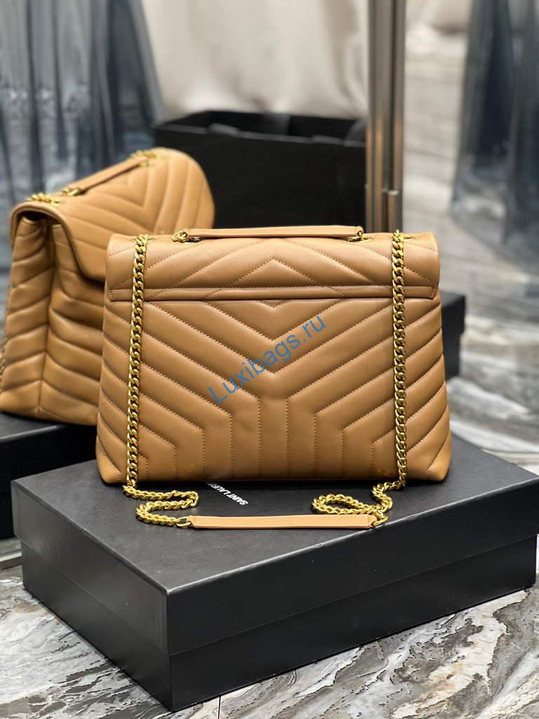 YSL 574946 Saint Laurent Loulou Medium Bag In Matelasse "Y" Leather Brown | ysl 574946 saint laurent loulou medium bag in in matelasse y leather 36