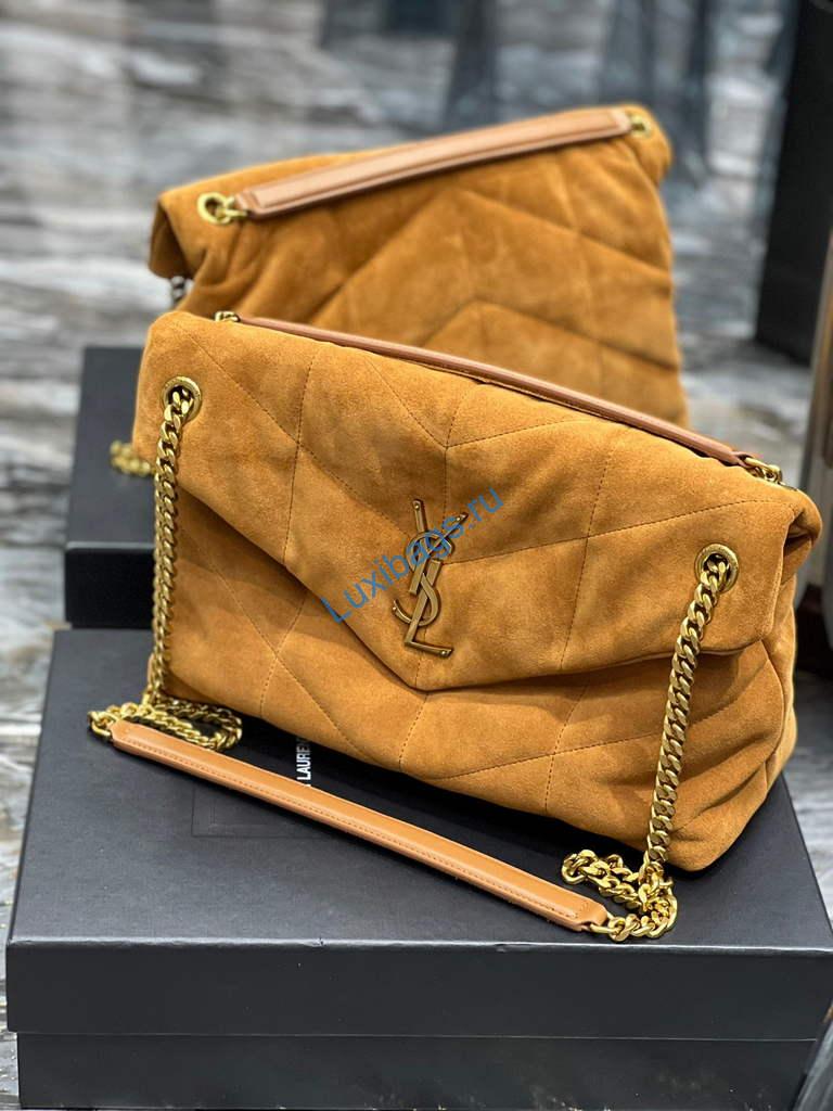 YSL 577475 Saint Laurent Puffer Medium Bag In Quilted Lambskin Leather Brown | ysl 574946 saint laurent puffer medium bag in quilted lambskin leather brown 12