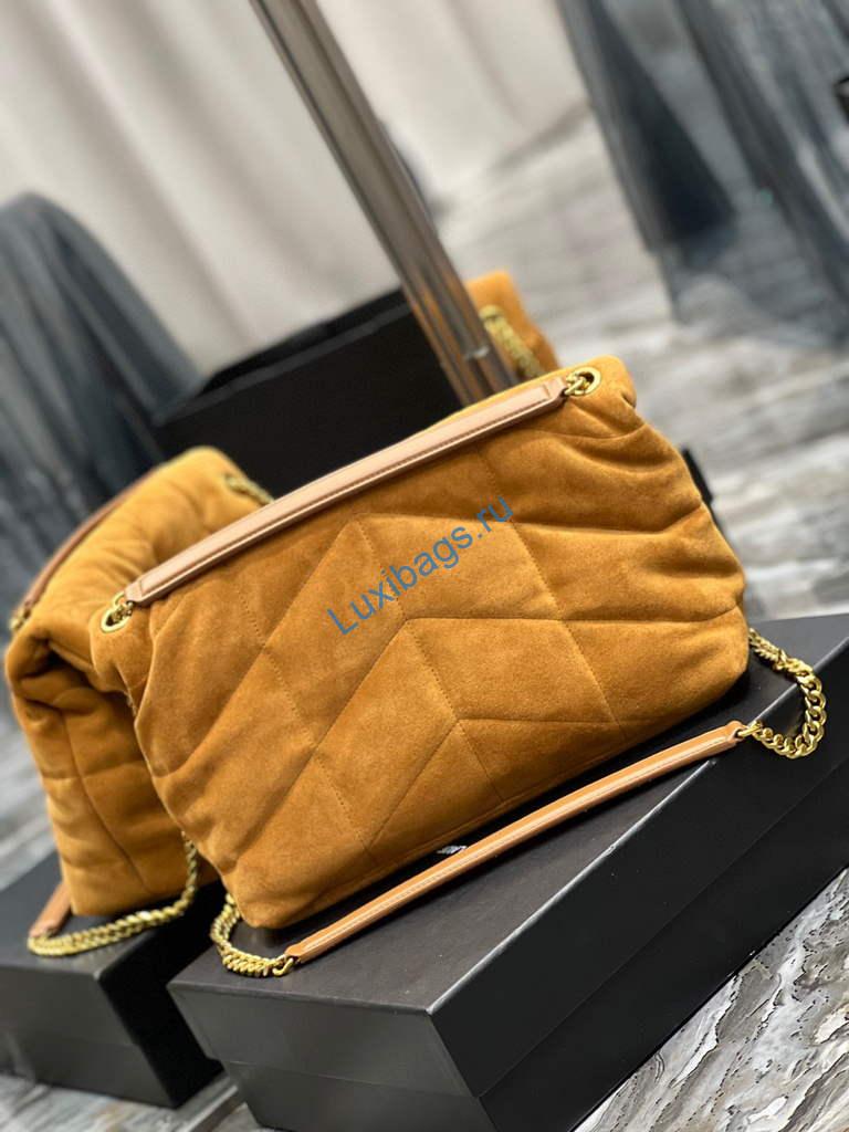 YSL 577475 Saint Laurent Puffer Medium Bag In Quilted Lambskin Leather Brown | ysl 574946 saint laurent puffer medium bag in quilted lambskin leather brown 18