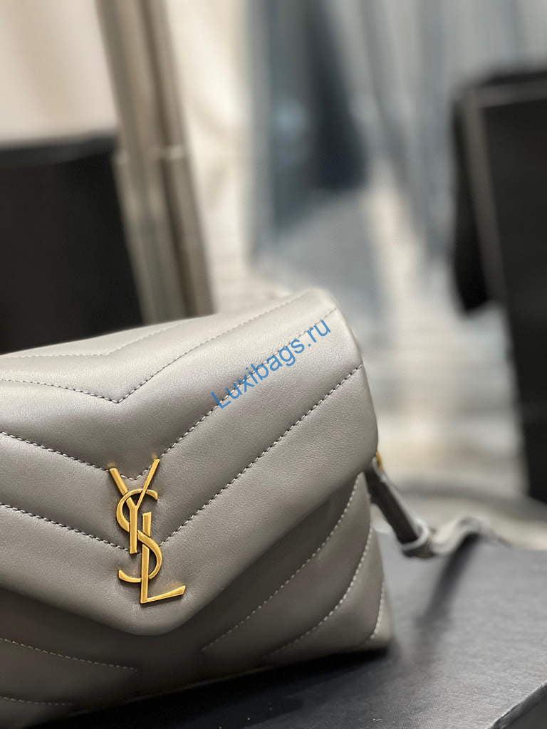 YSL 630951 Saint Laurent Loulou Toy Bag In Matelassé "Y" Leather Grey | ysl 620333 saint laurent loulou toy bag in matelasse y leather 021
