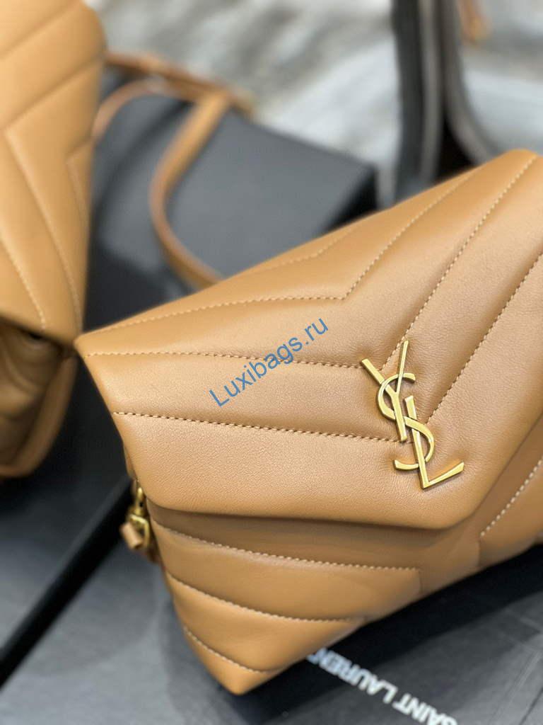 YSL 630951 Saint Laurent Loulou Toy Bag In Matelassé "Y" Leather Tan | ysl 620333 saint laurent loulou toy bag in matelasse y leather 032