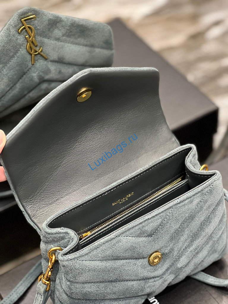 YSL 630951 Saint Laurent Loulou Toy Bag In Matelassé "Y" Leather Blue | ysl 620333 saint laurent loulou toy bag in matelasse y leather 044