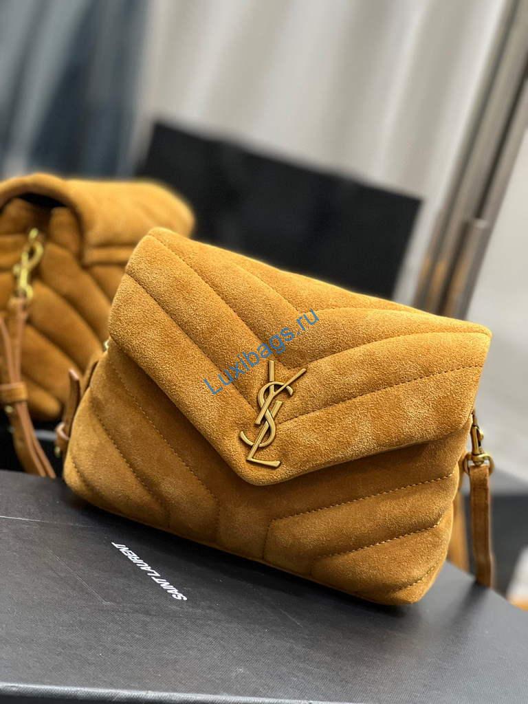 YSL 630951 Saint Laurent Loulou Toy Bag In Matelassé "Y" Leather Brown | ysl 620333 saint laurent loulou toy bag in matelasse y leather 056