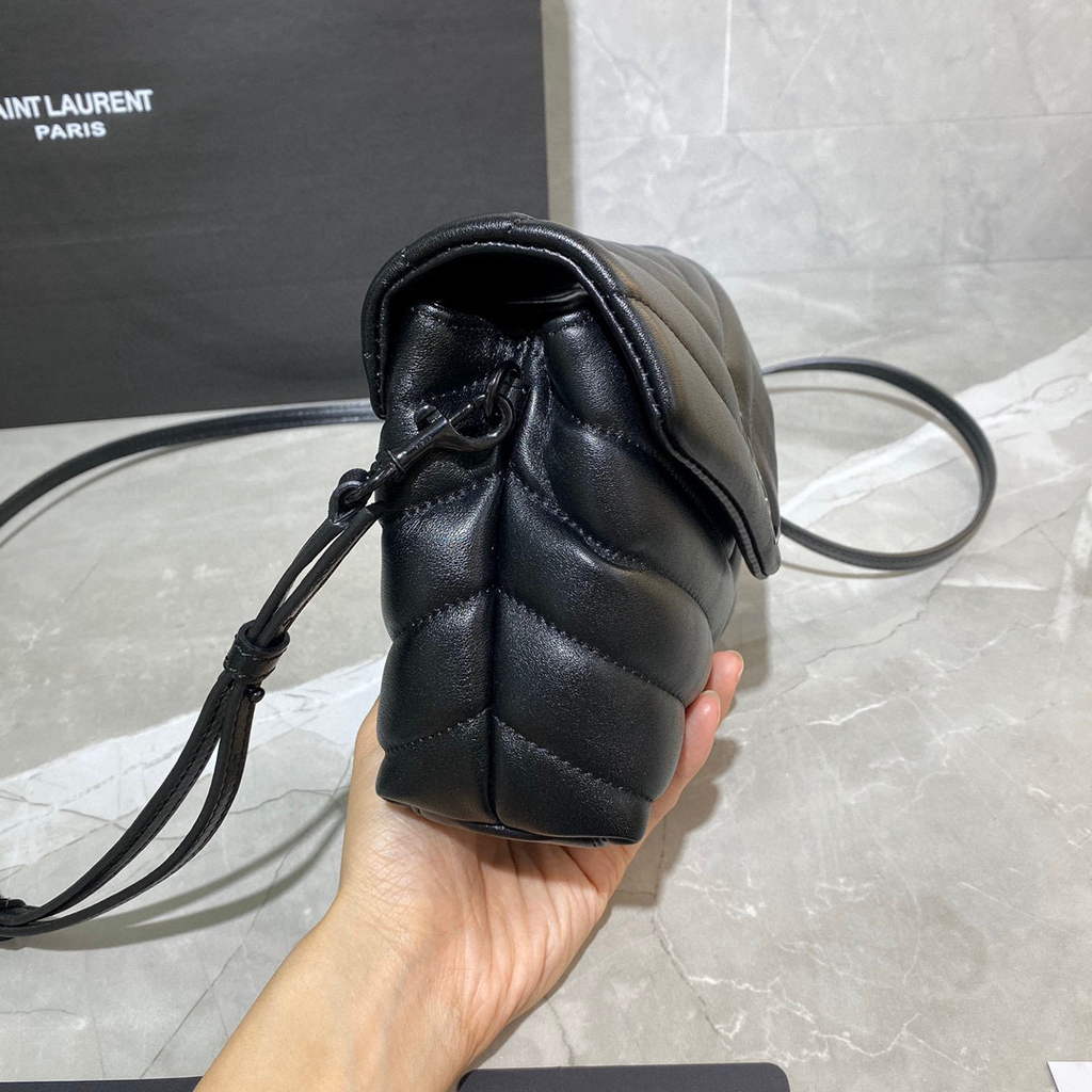 YSL 630951 Saint Laurent Loulou Toy Bag In Matelassé "Y" Leather Black with Hardward Black | ysl 620333 saint laurent loulou toy bag in matelasse y leather 082