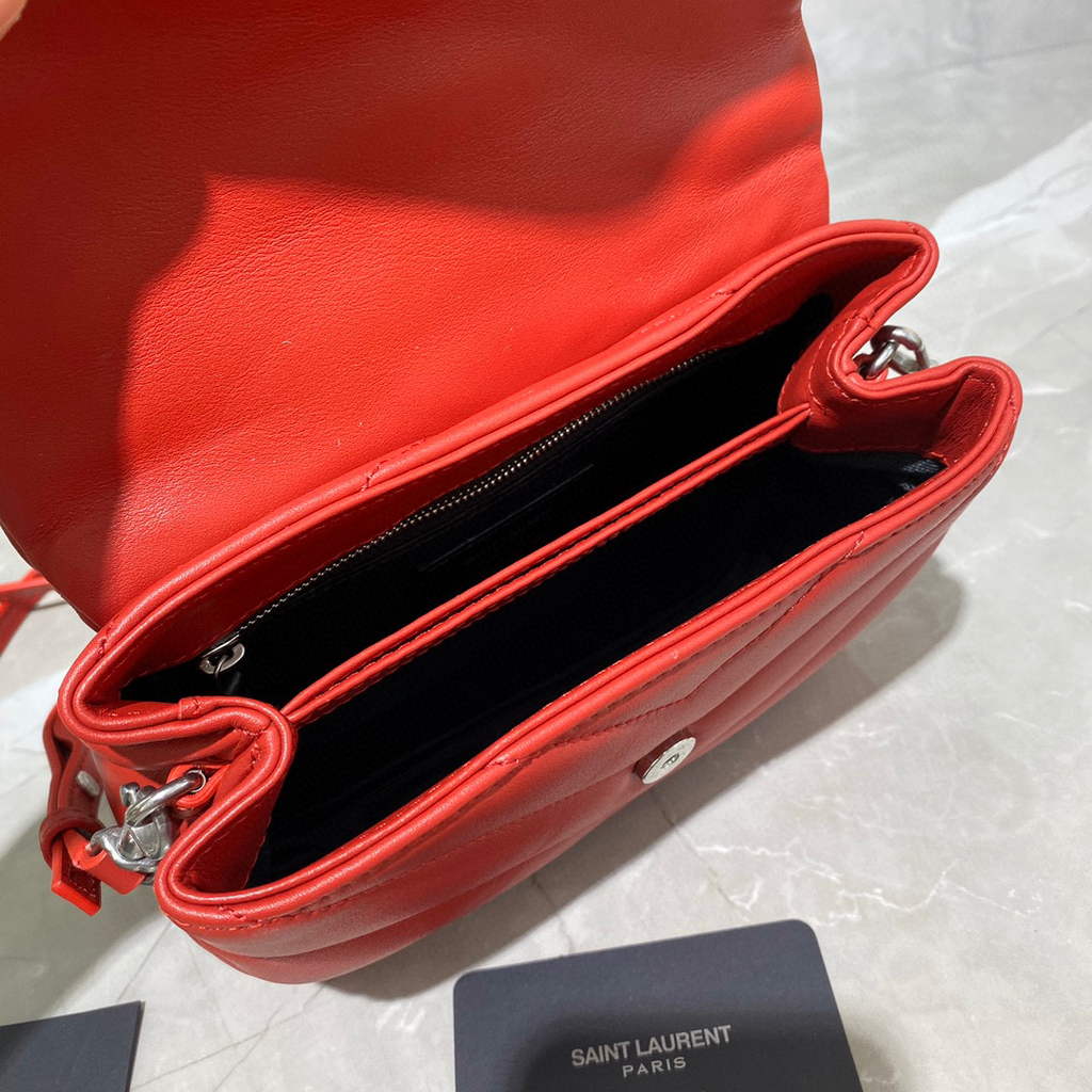 YSL 630951 Saint Laurent Loulou Toy Bag In Matelassé "Y" Leather Red | ysl 620333 saint laurent loulou toy bag in matelasse y leather 111