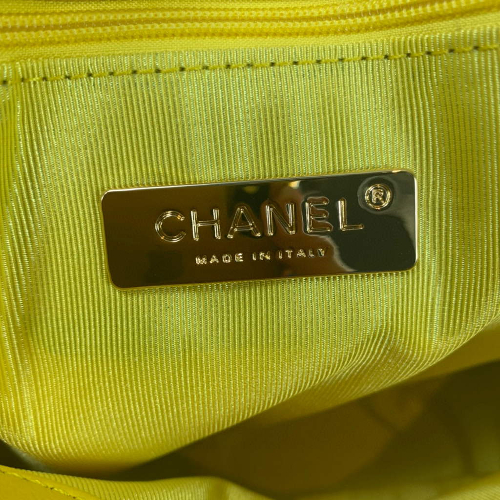 Chanel 19 Maxi Handbag Lambskin Gold AS1162 Yellow | chanel 19 maxi handbag lambskin gold as1162 71