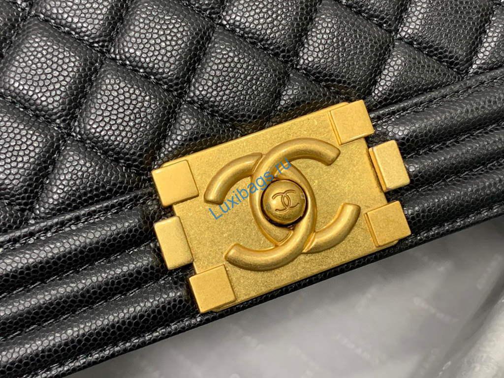 Chanel A67086 Boy Handbag Black Leather Gold | chanel a67086 boy handbag black leather 03