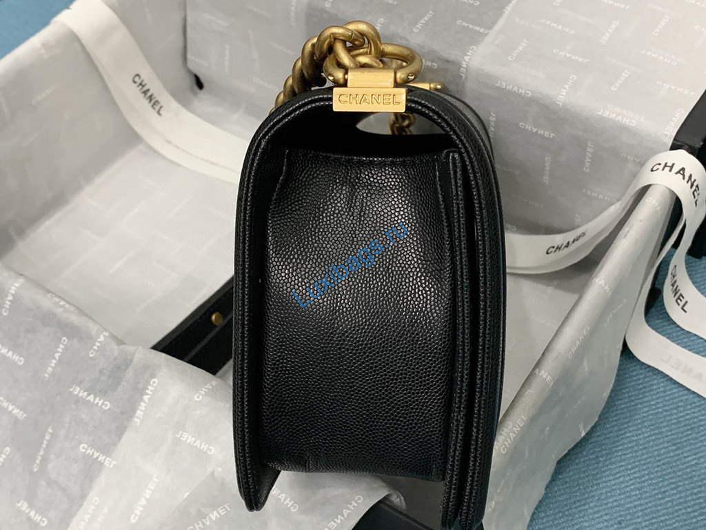 Chanel A67086 Boy Handbag Black Leather Gold | chanel a67086 boy handbag black leather 05