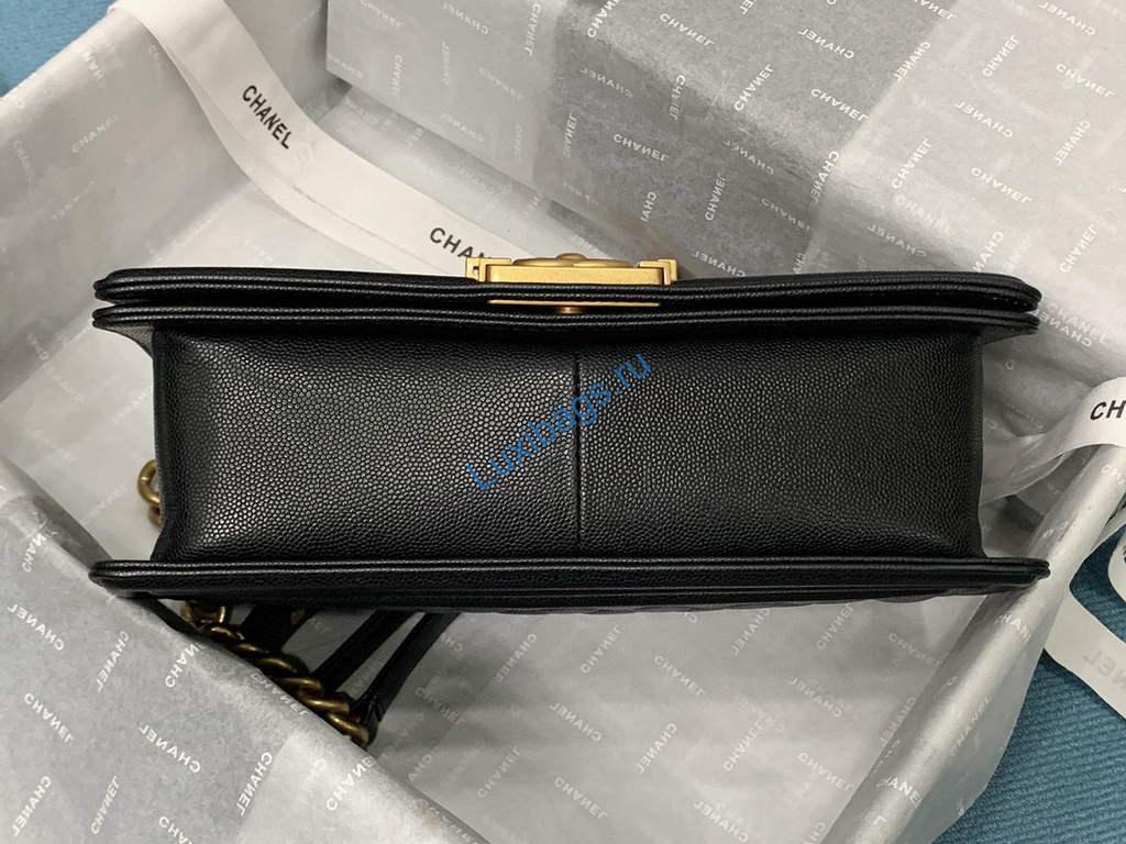 Chanel A67086 Boy Handbag Black Leather Gold | chanel a67086 boy handbag black leather 06