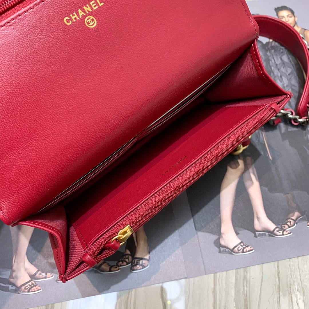 Chanel A86092 WOC Chain Wallet Bag Lambskin Wine Red | chanel a86092 woc bag lambskin 003