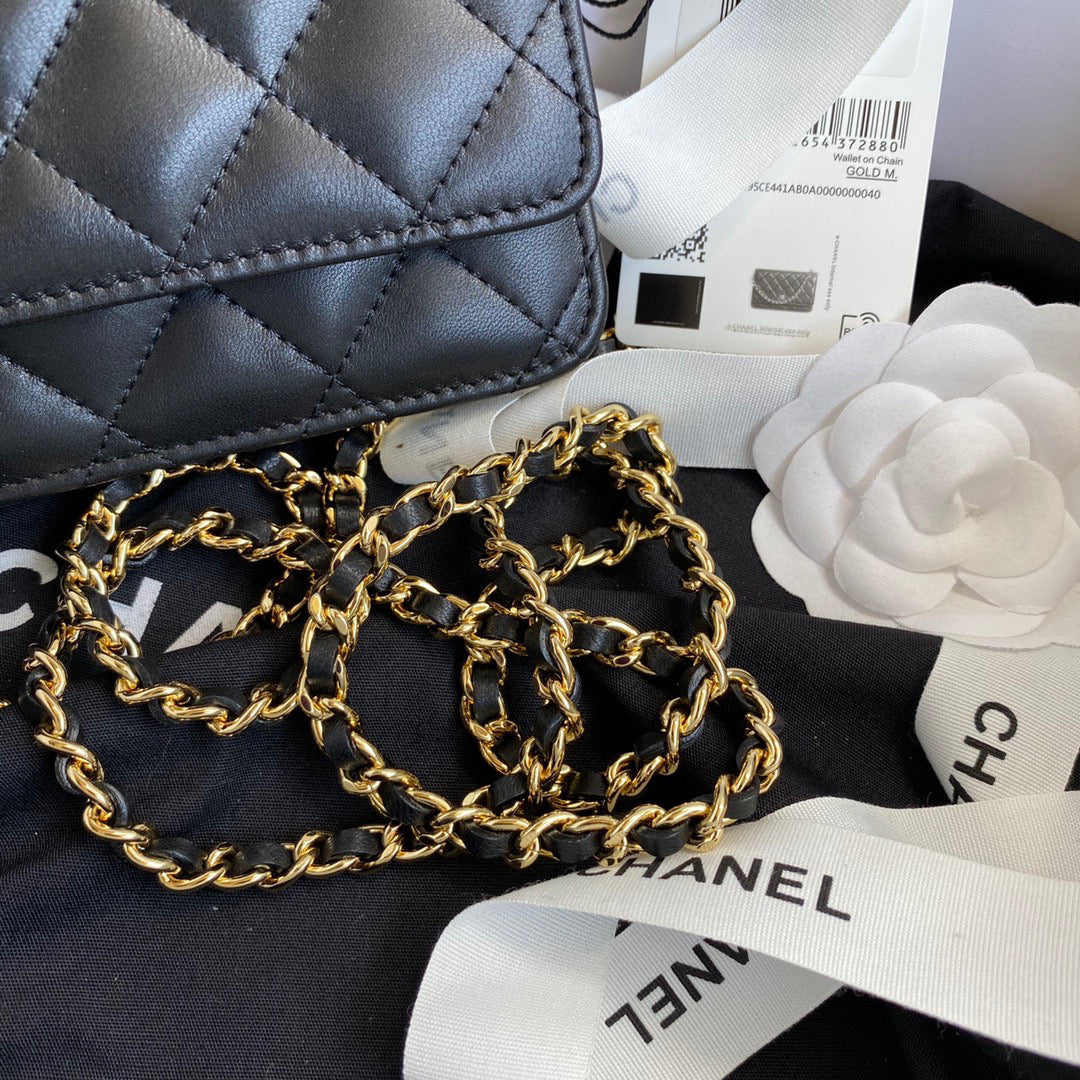 Chanel AP0250 Wallet on Chain Lambskin A33814 Black | chanel ap0250 wallet on chain lambskin a33814 03